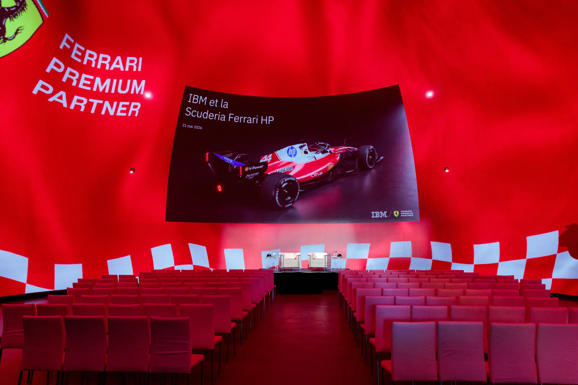 IBM x Ferrari — The dome, Ferrari F1 car on the curved screen