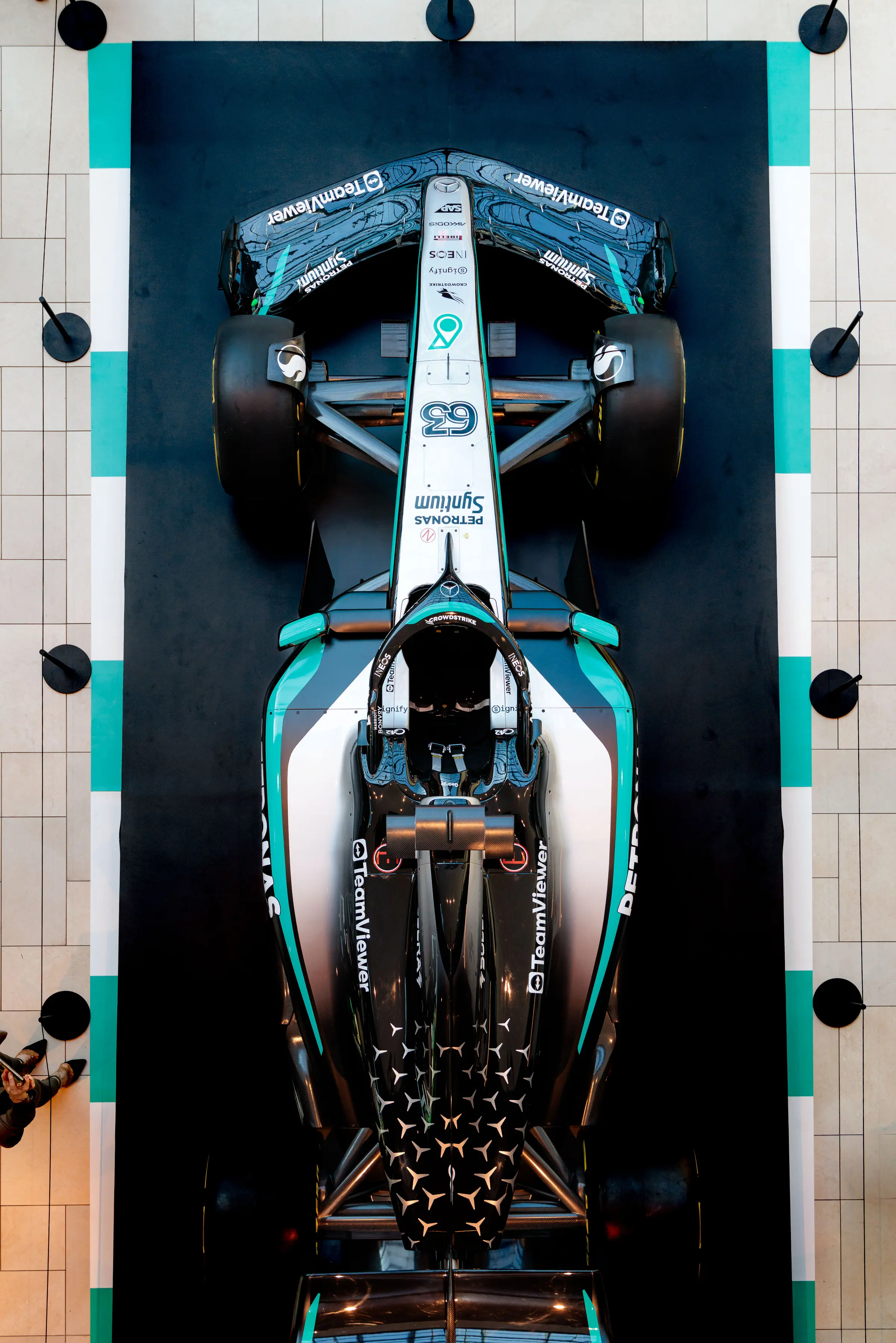 IWC x George Russell — AMG Petronas #63 show car, overhead