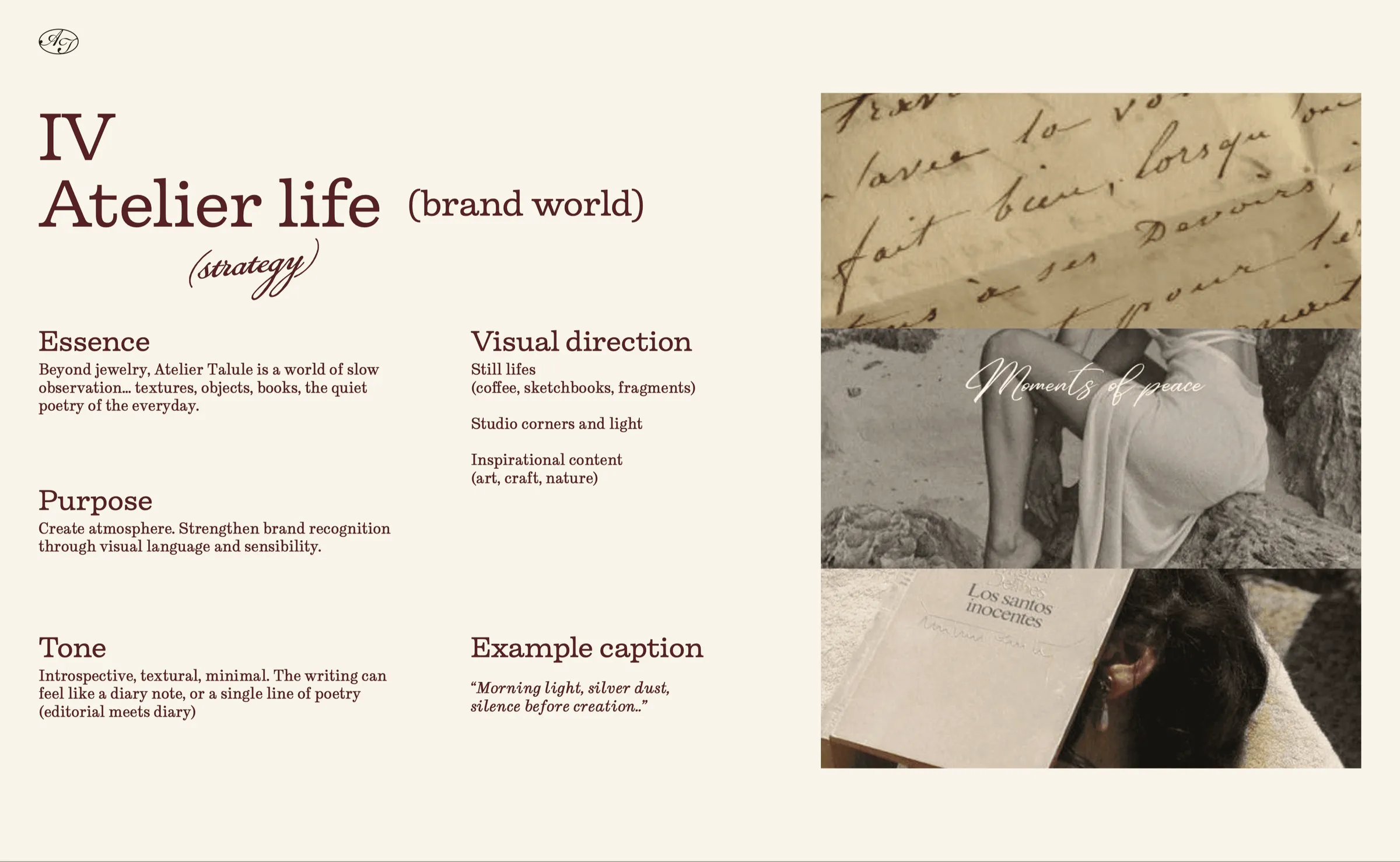 Atelier Talule — Atelier Talule - brand book, Atelier life