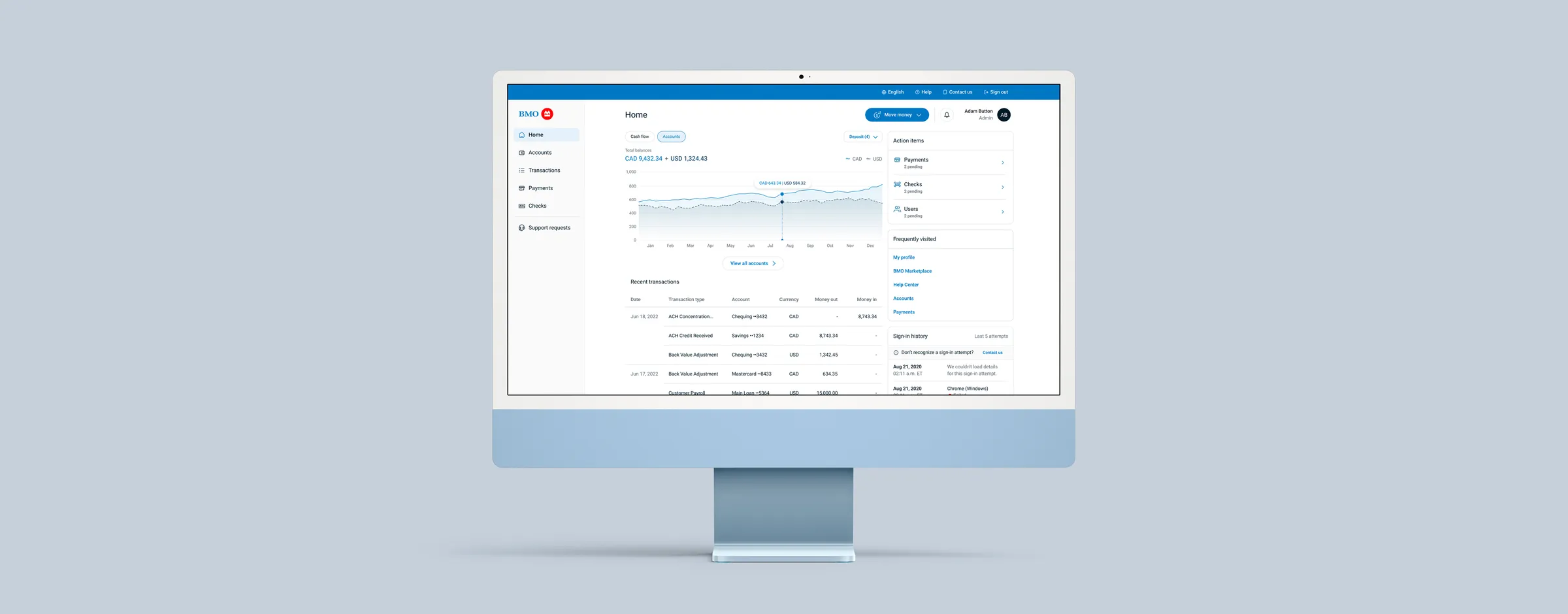 Bank of Montreal — BMO OLBB - the platform on desktop