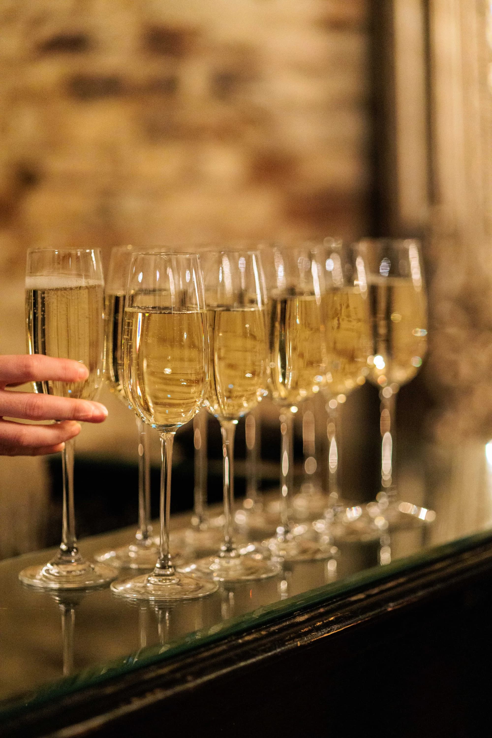 Boehringer Ingelheim — Boehringer - champagne lined up at the bar