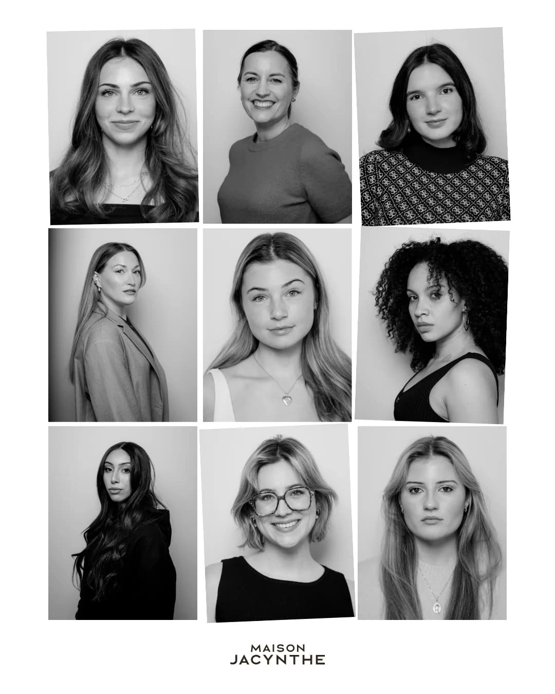 Maison Jacynthe Glow Cast — Call card - casting grid, twelve portraits