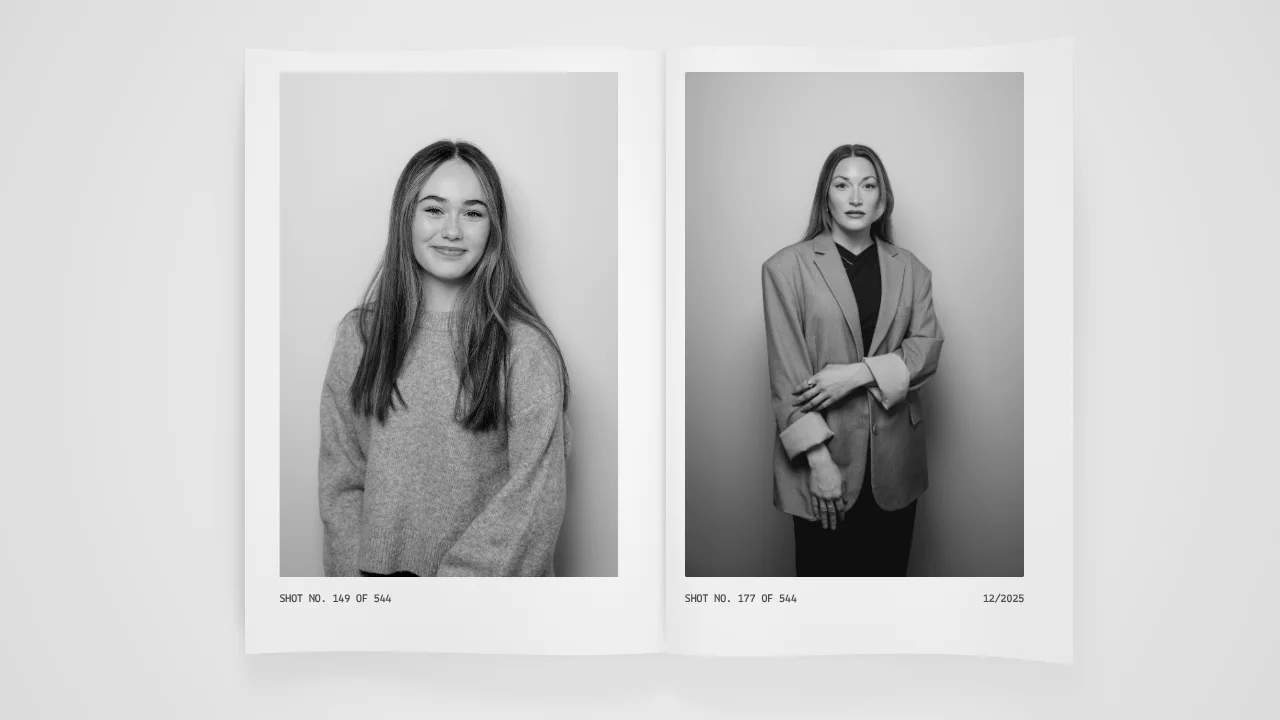 Maison Jacynthe Glow Cast — Call card banner - open casting book spread