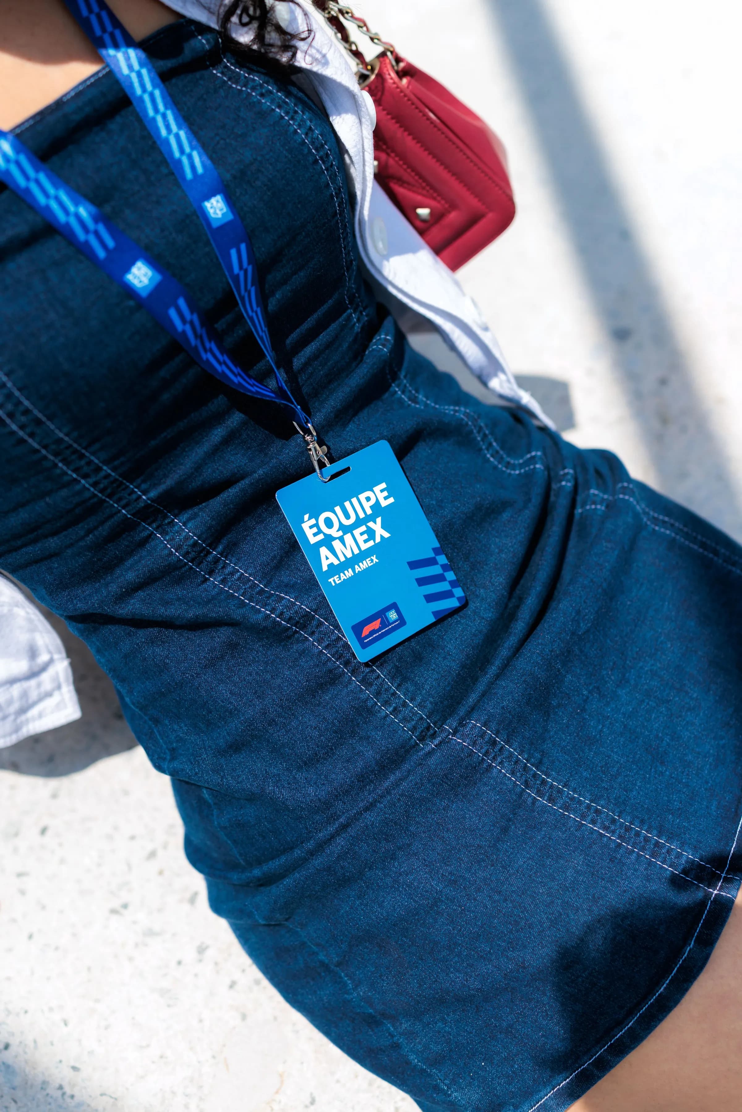 American Express x F1 Canadian Grand Prix — Équipe Amex lanyard on denim